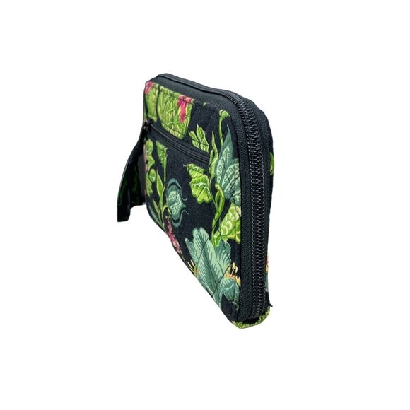 Vera Bradley Women's Black Multicolor Flowers Canvas Hand Purse Sz S - Picture 3 of 8